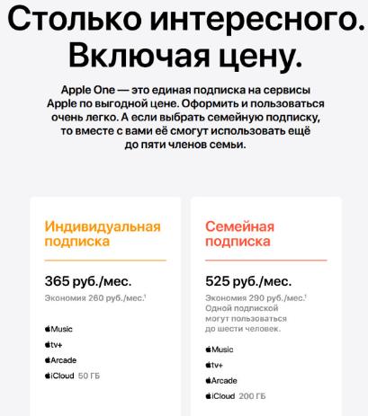 Подписка Apple One