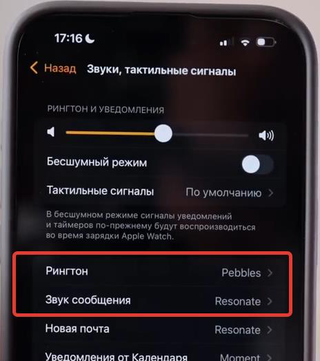 Звуки рингтонов в Watch