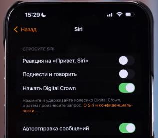 Настройки Siri