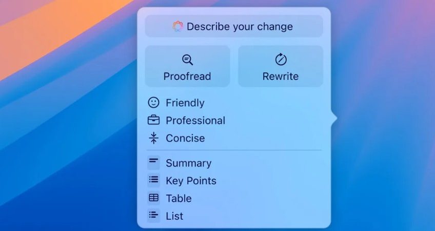 Apple Intelligence Writing Tools